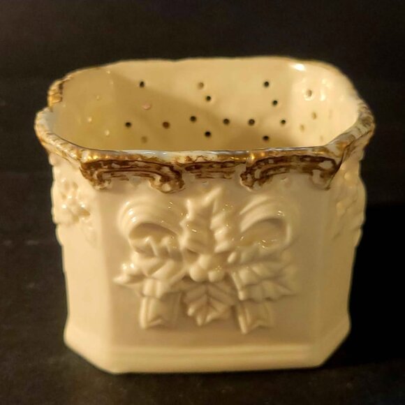 Vintage Ceramic Christmas Trinket Box, Planter, Candy Dish, Votive Candle Holder - Picture 3 of 9